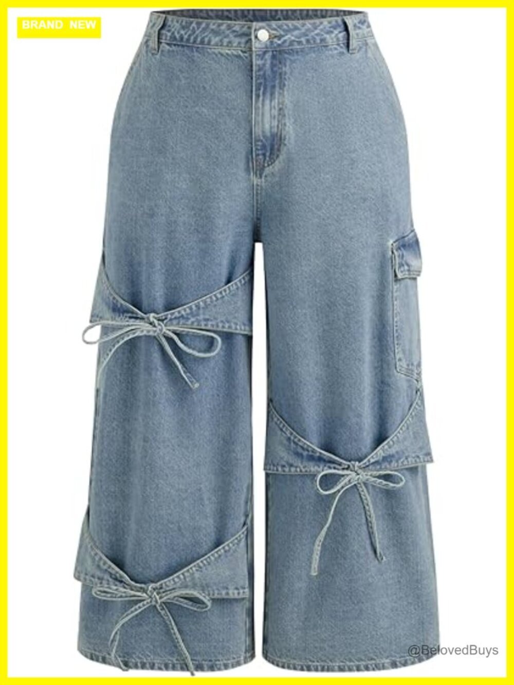 Low Rise Baggy Wide Leg Bow Jeans Denim Pants
